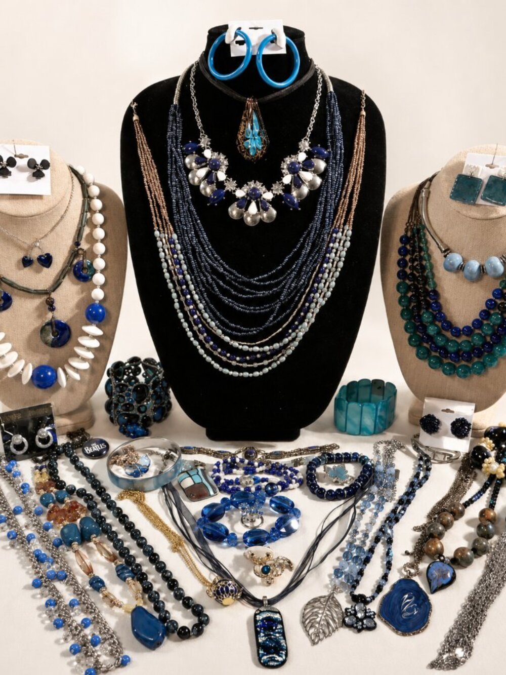 🌊 Vintage Blue Jewelry Collection  Statement Necklaces, Earrings & Artisan Pie